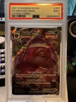 2021 POKEMON SWORD & SHIELD FUSION STRIKE #157 FULL ART/GENGAR VMAX PSA 9 - Image 1