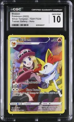 CGC Gem Mint 10: Braixen (TG01/TG30) Pokemon Silver Tempest (EN) - Image 1
