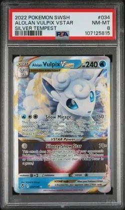 Alolan Vulpix VSTAR #034 PSA 8 2022 Pokemon SWSH Silver Tempest Ultra Rare Holo - Image 1