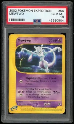 Pokemon TCG Mewtwo 56/165 Non Holo Rare Expedition PSA 10 E-Reader - Image 1