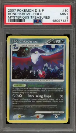Pokemon Honchkrow Mysterious Treasures Holo Rare #10 PSA 9 Mint - Image 1