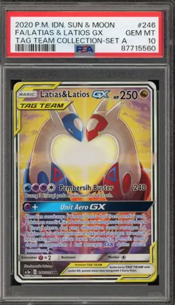 Pokemon Latias & Latios GX Tag Team Coll. Set A INDONESIAN Alt Art #246 PSA 10 - Image 1