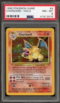 Pokemon Charizard Base Set Unlimited Holo Rare #4 PSA 8 - Image 1