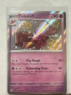 Tinkatuff #166/091 Baby Shiny Holo Rare Pokemon TCG Paldean Fates - Image 1