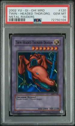 Twin-headed Thunder Dragon MRD-120 Super Rare Unlimited Yugioh PSA 10 *104 - Image 1
