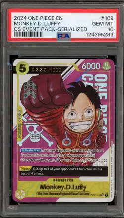 One Piece CCG Monkey.D.Luffy Serialized 0330/1000 CS Event Pk. OP07-109 PSA 10 - Image 1