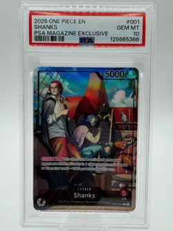 2025 ONE PIECE PROMOS PSA MAGAZINE EXCLUSIVE #001 SHANKS PSA 10 - Image 1