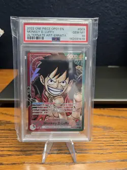 2022 ONE PIECE OP01-ROMANCE DAWN ALTERNATE ART-ERRATA MONKEY D. LUFFY PSA 10 - Image 1