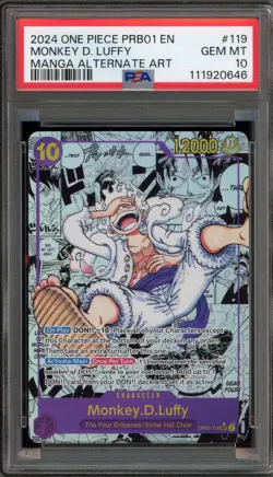 One Piece CCG Monkey.D.Luffy PRB01 Manga Alternate Art OP05-119 PSA 10 Gem Mint - Image 1