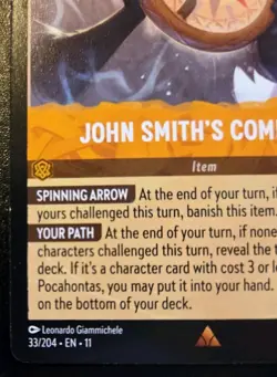 John Smith's Compass 33/204 Rare Winterspell Disney Lorcana TCG - Image 4
