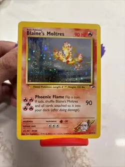 Pokemon TCG Blaine's Moltres Gym Heroes Holo Card 1/132 DOUBLE SWIRL!!! - Image 1