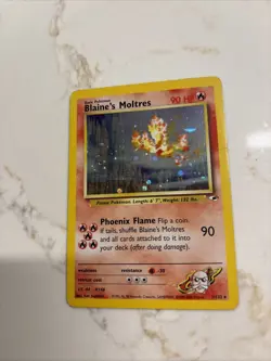 Pokemon TCG Blaine's Moltres Gym Heroes Holo Card 1/132 DOUBLE SWIRL!!! - Image 2