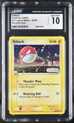 CGC 10 Voltorb 2006 EX Legend Maker 68/92 Reverse Holo Stamped Pokemon Card - Image 1