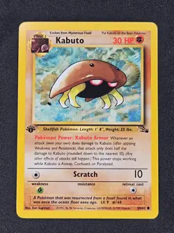 Kabuto 1st Edition 50/62 1999 WOTC Fossil Pokemon Card NM- - Image 1