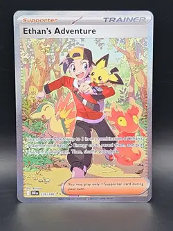 Pokemon TCG Destined Rivals Ethan's Adventure Full Art Trainer Card 236/182 Sir - Image 1