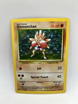 Pokemon TCG Hitmonchan Base Set Holo Unlimited Rare Card 7/102 - Image 1