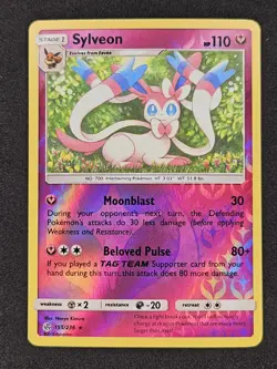 Sylveon Reverse Holo 155/236 2019 Sun & Moon Cosmic Eclipse Pokemon Card NM+ - Image 1