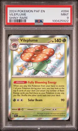 2024 POKEMON PAF EN-PALDEAN FATES 094 VILEPLUME SHINY RARE PSA 9 - Image 1