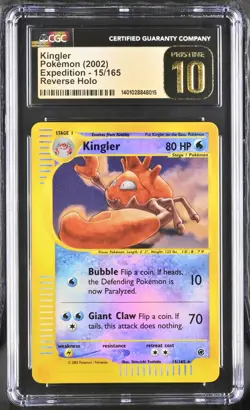 Kingler Expedition 15/165 Reverse Holo Rare Pokemon CGC 10 Prestine PSA - Image 1