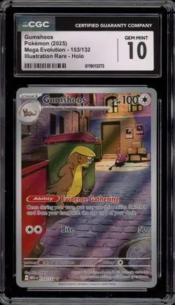 Pokemon Gumshoos Mega Evolution Illustration Rare #153 CGC 10 Gem Mint - Image 1