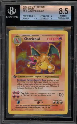 Pokemon Charizard Base Set Shadowless 1st Edition Holo Rare #4 BGS 8.5 - Image 1