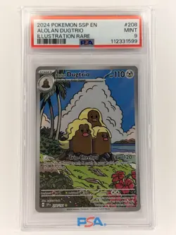 Pokemon TCG Alolan Dugtrio Holo Illustration Rare 208/191 Surging Sparks PSA 9 - Image 1
