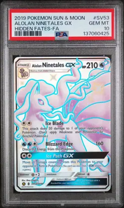 Pokemon Hidden Fates Alolan Ninetales GX Full Art Shiny PSA 10 - Image 1