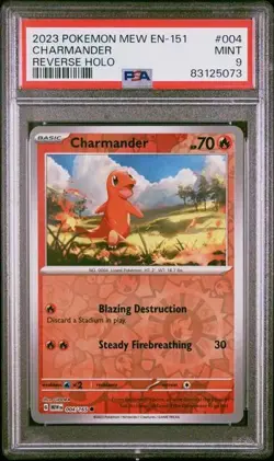 2023 Pokemon 151 Charmander REVERSE HOLO PSA 9 MINT #004 - Image 1