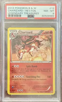 2013 Pokemon Black & White - Charizard Reverse Foil Legendary Treasures PSA 8 - Image 1