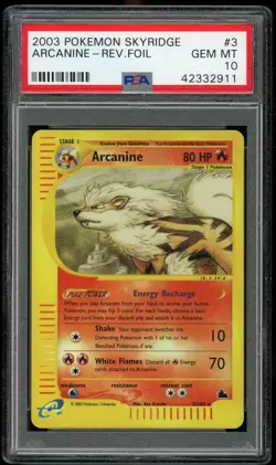 Pokemon TCG Arcanine Reverse Holo Rare 3/144 Skyridge WOTC PSA 10 Gem Mint - Image 1