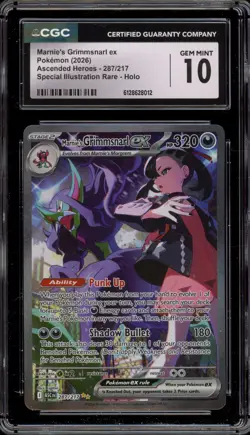 Pokemon Marnie's Grimmsnarl ex Ascended Heroes SIR #287 CGC 10 Gem Mint - Image 1