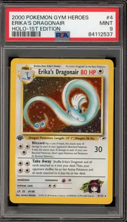 Pokemon Erika's Dragonair Gym Heroes 1st Edition Holo Rare #4 PSA 9 Mint - Image 1