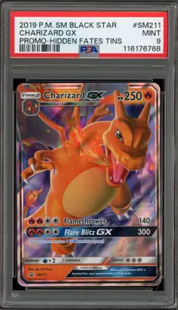 Pokemon Charizard GX Hidden Fates Tins Black Star Holo Promo SM211 PSA 9 Mint - Image 1