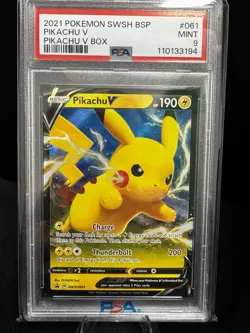 Pokemon Pikachu v SWSH061 Black Star Promo Holo Full Art 2021 TCG PSA 9 - Image 1