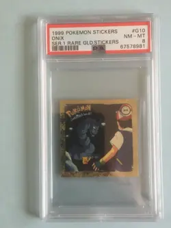 1999 Pokemon Stickers Series 1 Rare Gold Stickers Onix #G10 PSA 8 67578981 - Image 1