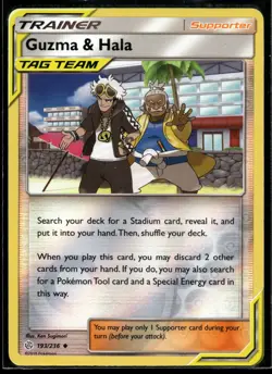 2019 Pokemon Cosmic Eclipse 193 Guzma and Hala Reverse Foil NM - Image 1