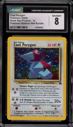 Pokemon Cool Porygon Stadium N64 Black Star Holo Promo #15 CGC 8 - Image 1