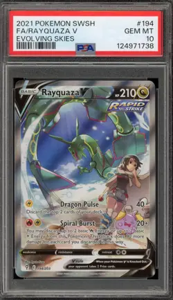 Pokemon Rayquaza V Evolving Skies Full Alt Art #194 PSA 10 Gem Mint - Image 1
