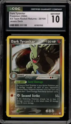 Pokemon Dark Tyranitar EX Team Rocket Returns Jessie Deck Holo Rare #20 CGC 10 - Image 1