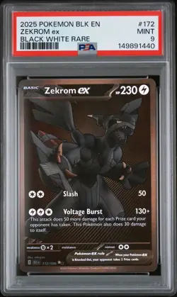 2025 Pokemon Scarlet and Violet Black Bolt Black White Rare Zekrom Ex #172 PSA 9 - Image 1
