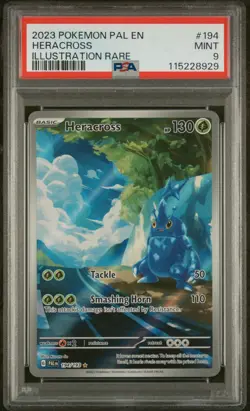 2023 POKEMON PAL EN-PALDEA EVOLVED ILLUSTRATION RARE #194 HERACROSS PSA 9 - Image 1