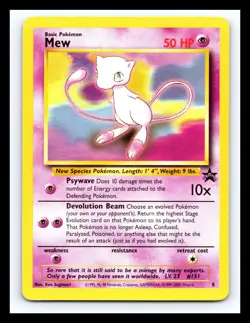 💥 2000 Pokemon Mew Black Star Promo # 8 Pokemon League Vintage Rare Card - Image 1