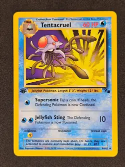 Tentacruel 1st Edition Uncommon Fossil 44/62 1999 WOTC Pokemon Card LP+ - Image 1