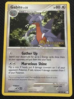 Pokemon TCG Gabite Prerelease Stamped Promo Mysterious Treasures 48/123 LP Card - Image 1
