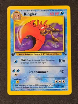 Kingler 1st Edition Uncommon 38/62 1999 WOTC Fossil Pokemon Card LP+ - Image 1