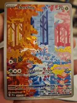Pokemon TCG Deerling Holo Rare Illustration Card 165/162 SV05 Temporal Forces NM - Image 1