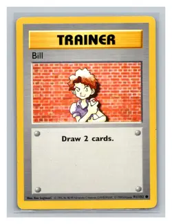 Bill #091/102 Base Set Pokemon Card TCG 1999 - Image 1