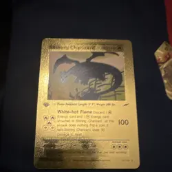 Pokemon Shining Charizard Gold Metal Foil Card 107/105 100 HP 100 Flame - Image 1