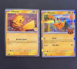 Pokemon Pikachu Collection Set – 2 Holo Cards: including 30th anniversary card - Image 1