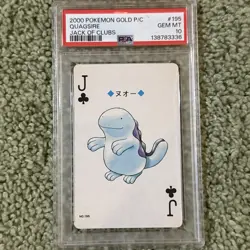 2000 Pokemon Quagsire Poker PSA 10 Playing Cards GOLD Jack of Clubs 195 POP 40 - Image 1